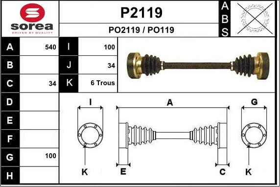 SNRA P2119 - Piedziņas vārpsta autodraugiem.lv