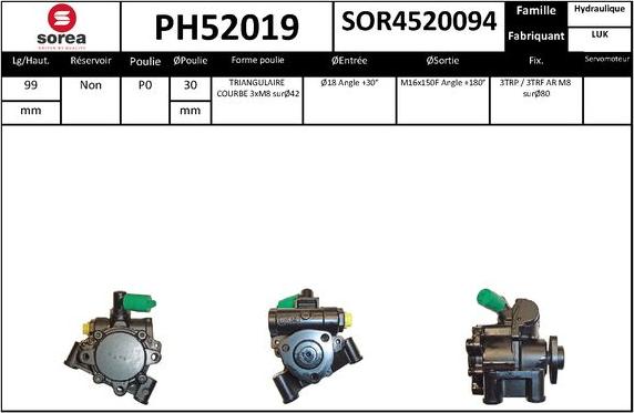 SNRA PH52019 - Hidrosūknis, Stūres iekārta autodraugiem.lv