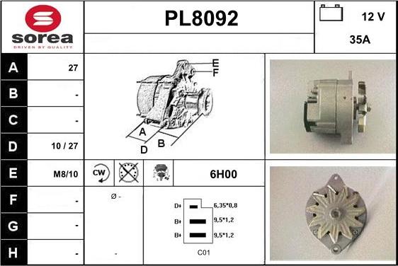 SNRA PL8092 - Ģenerators autodraugiem.lv