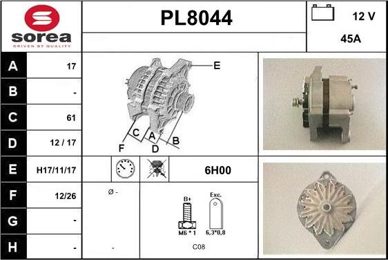 SNRA PL8044 - Ģenerators autodraugiem.lv
