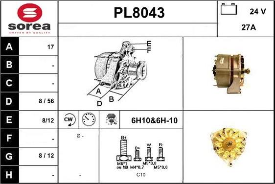 SNRA PL8043 - Ģenerators autodraugiem.lv