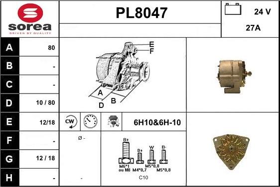 SNRA PL8047 - Ģenerators autodraugiem.lv