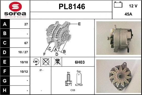 SNRA PL8146 - Ģenerators autodraugiem.lv