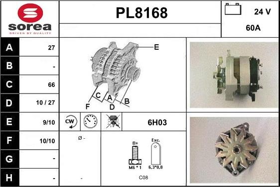SNRA PL8168 - Ģenerators autodraugiem.lv