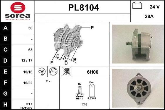 SNRA PL8104 - Ģenerators autodraugiem.lv