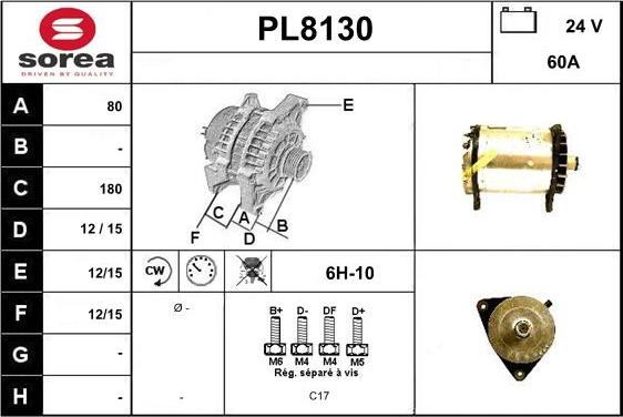 SNRA PL8130 - Ģenerators autodraugiem.lv