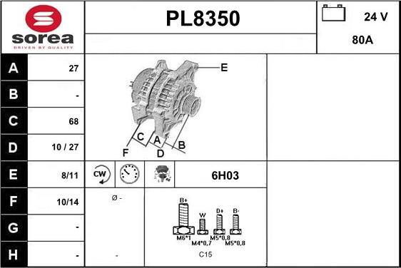 SNRA PL8350 - Ģenerators autodraugiem.lv