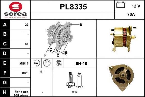 SNRA PL8335 - Ģenerators autodraugiem.lv
