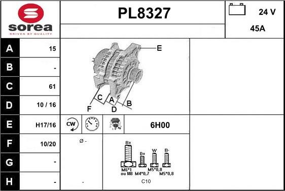 SNRA PL8327 - Ģenerators autodraugiem.lv