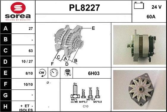 SNRA PL8227 - Ģenerators autodraugiem.lv