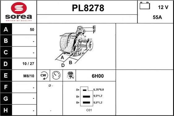 SNRA PL8278 - Ģenerators autodraugiem.lv
