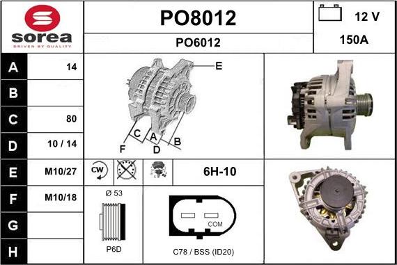 SNRA PO8012 - Ģenerators autodraugiem.lv