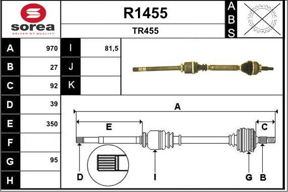 SNRA R1455 - Piedziņas vārpsta autodraugiem.lv