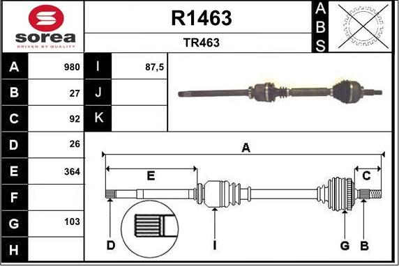 SNRA R1463 - Piedziņas vārpsta autodraugiem.lv