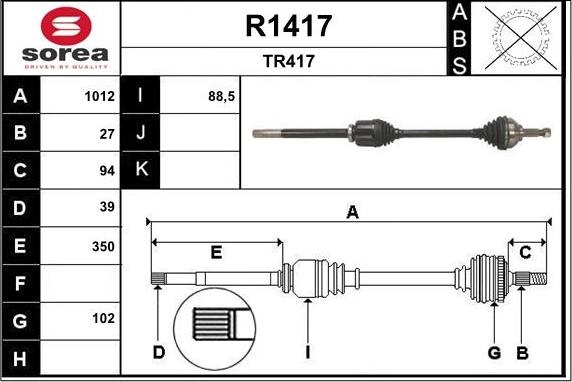 SNRA R1417 - Piedziņas vārpsta autodraugiem.lv