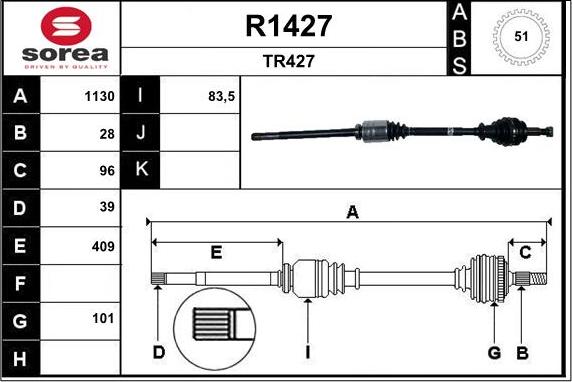 SNRA R1427 - Piedziņas vārpsta autodraugiem.lv