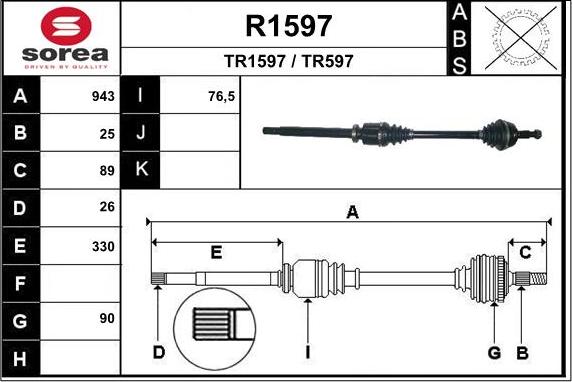 SNRA R1597 - Piedziņas vārpsta autodraugiem.lv