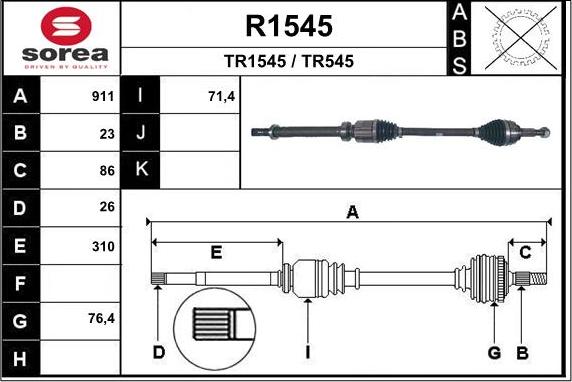 SNRA R1545 - Piedziņas vārpsta autodraugiem.lv