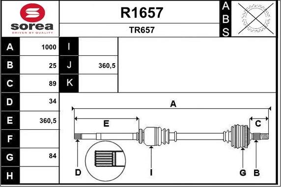 SNRA R1657 - Piedziņas vārpsta autodraugiem.lv