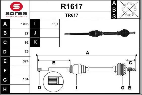 SNRA R1617 - Piedziņas vārpsta autodraugiem.lv