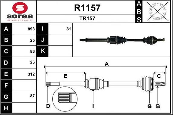 SNRA R1157 - Piedziņas vārpsta autodraugiem.lv