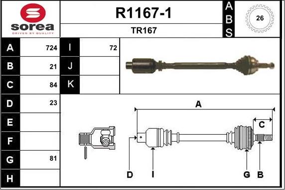 SNRA R1167-1 - Piedziņas vārpsta autodraugiem.lv