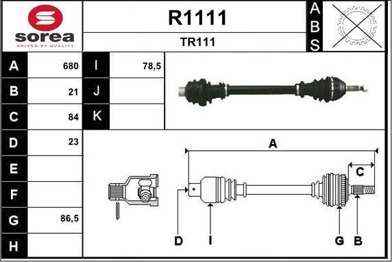 SNRA R1111 - Piedziņas vārpsta autodraugiem.lv