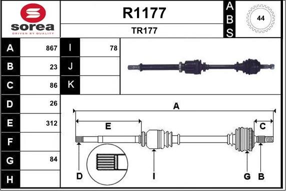 SNRA R1177 - Piedziņas vārpsta autodraugiem.lv