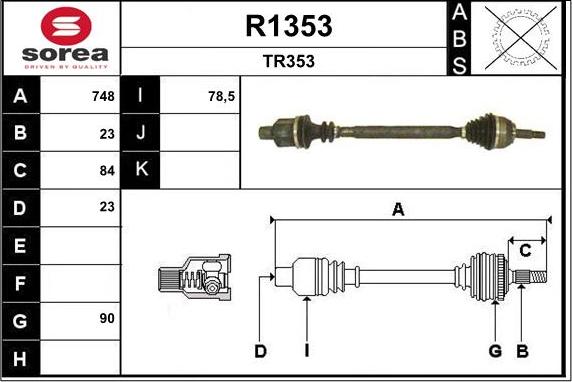 SNRA R1353 - Piedziņas vārpsta autodraugiem.lv