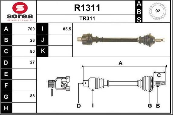 SNRA R1311 - Piedziņas vārpsta autodraugiem.lv