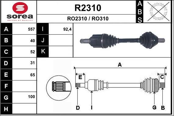 SNRA R2310 - Piedziņas vārpsta autodraugiem.lv