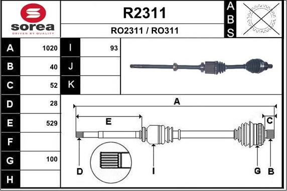 SNRA R2311 - Piedziņas vārpsta autodraugiem.lv