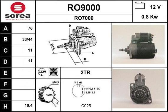 SNRA RO9000 - Starteris autodraugiem.lv