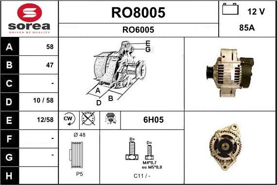 SNRA RO8005 - Ģenerators autodraugiem.lv