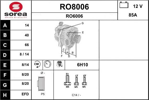 SNRA RO8006 - Ģenerators autodraugiem.lv