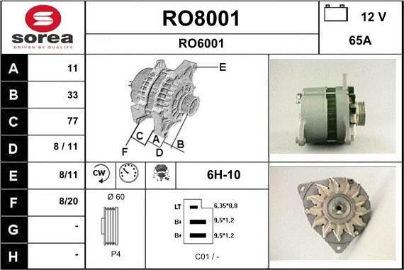 SNRA RO8001 - Ģenerators autodraugiem.lv