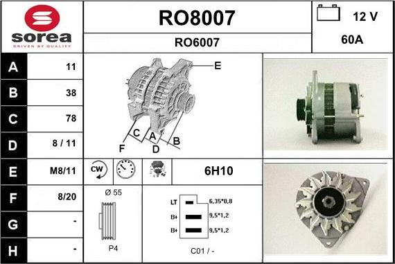 SNRA RO8007 - Ģenerators autodraugiem.lv