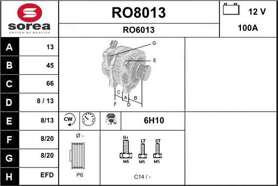SNRA RO8013 - Ģenerators autodraugiem.lv