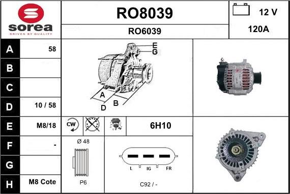 SNRA RO8039 - Ģenerators autodraugiem.lv