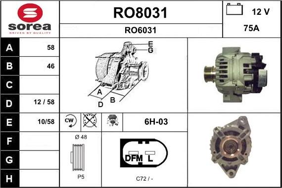 SNRA RO8031 - Ģenerators autodraugiem.lv