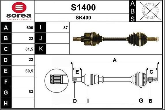 SNRA S1400 - Piedziņas vārpsta autodraugiem.lv