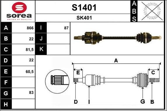 SNRA S1401 - Piedziņas vārpsta autodraugiem.lv