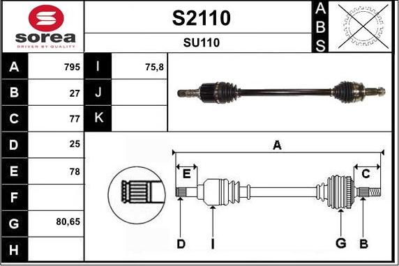 SNRA S2110 - Piedziņas vārpsta autodraugiem.lv