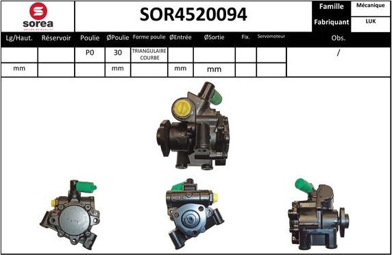 SNRA SOR4520094 - Hidrosūknis, Stūres iekārta autodraugiem.lv