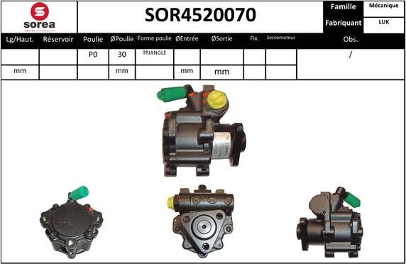 SNRA SOR4520070 - Hidrosūknis, Stūres iekārta autodraugiem.lv