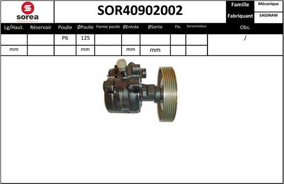 SNRA SOR40902002 - Hidrosūknis, Stūres iekārta autodraugiem.lv