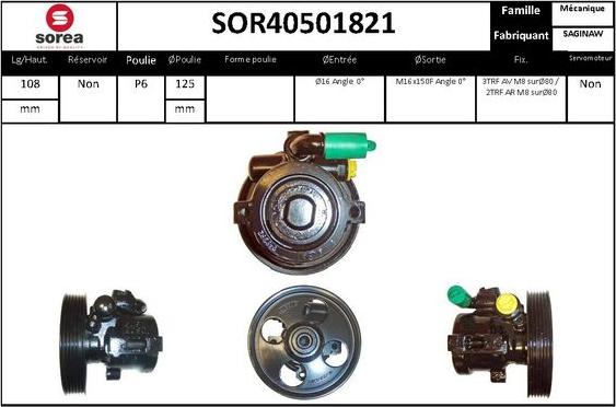 SNRA SOR40501821 - Hidrosūknis, Stūres iekārta autodraugiem.lv