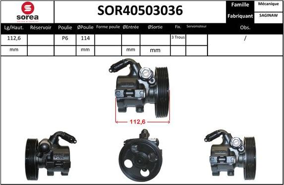 SNRA SOR40503036 - Hidrosūknis, Stūres iekārta autodraugiem.lv