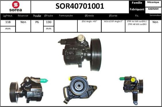 SNRA SOR40701001 - Hidrosūknis, Stūres iekārta autodraugiem.lv