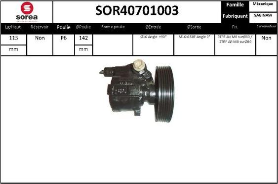 SNRA SOR40701003 - Hidrosūknis, Stūres iekārta autodraugiem.lv